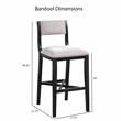 Bowery Hill Modern Solid Wood Black with Gray Fabric Bar Stool