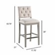 Bowery Hill Driftwood Gray Wood Frame Button Tufted Fabric Upholstered Bar Stool
