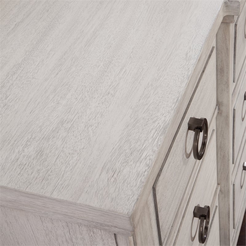 Bowery Hill Modern Farmhouse Wood 9-Drawer Triple Dresser in Oyster White