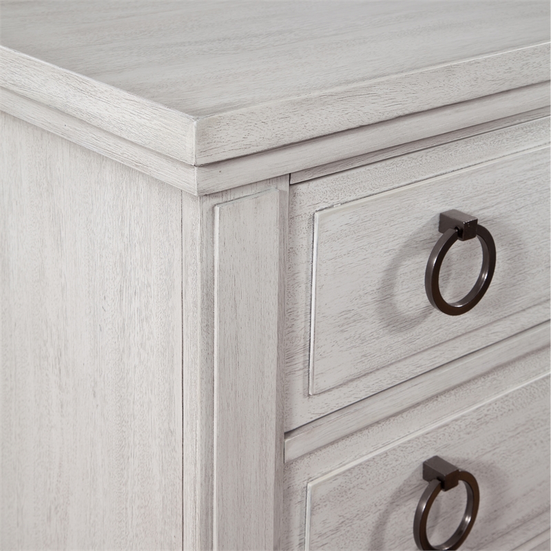 Bowery Hill Modern Farmhouse Wood 5-Drawer Chest in Oyster White