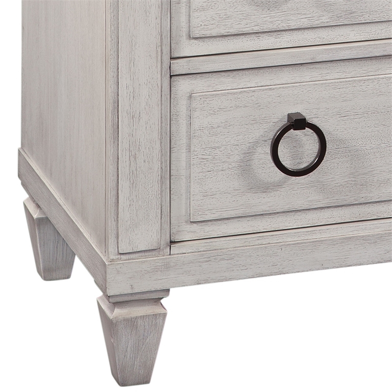 Bowery Hill Modern Farmhouse Wood 5-Drawer Chest in Oyster White
