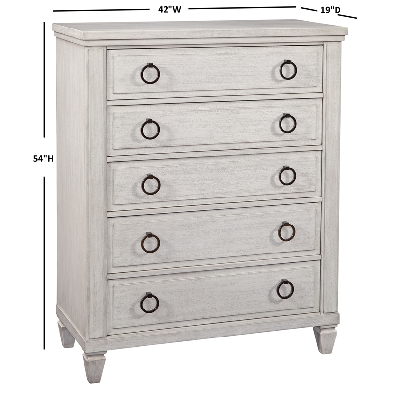 Bowery Hill Modern Farmhouse Wood 5-Drawer Chest in Oyster White