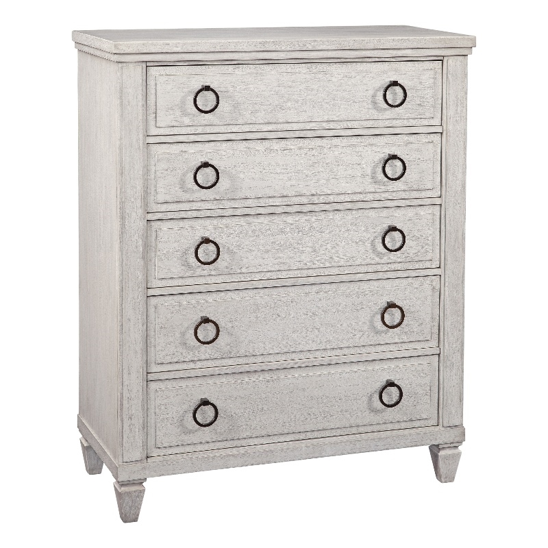 Bowery Hill Modern Farmhouse Wood 5-Drawer Chest in Oyster White