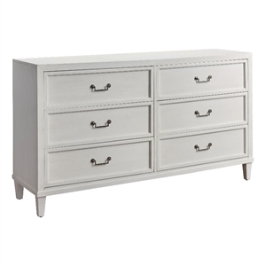 Bowery Hill Coastal Wood 6-drawer Dresser in White/Antiqued Silver