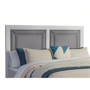 Bowery Hill Coastal 79&quotW Wood King Upholstered Headboard in White