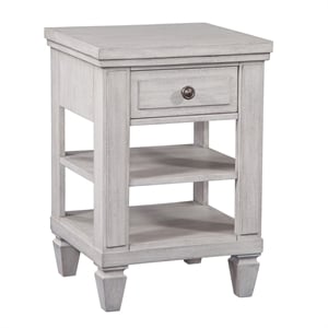 Bowery Hill Oyster White Wood 1-Drawer Storage Farmhouse Nightstand