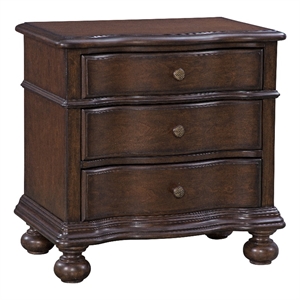 Bowery Hill Tobacco Brown 3-Drawer Traditional Style Wood Nightstand