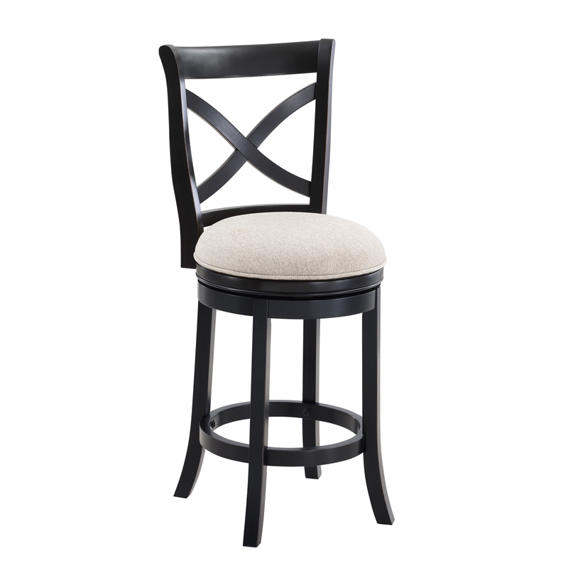 Bowery Hill Black X-back Swivel Solid Wood 26-inch Seat Height Bar Stool