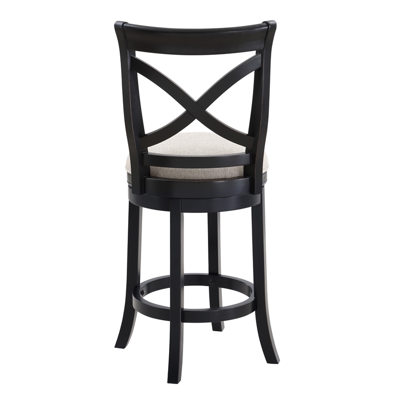 Bowery Hill Black X-back Swivel Solid Wood 26-inch Seat Height Bar Stool