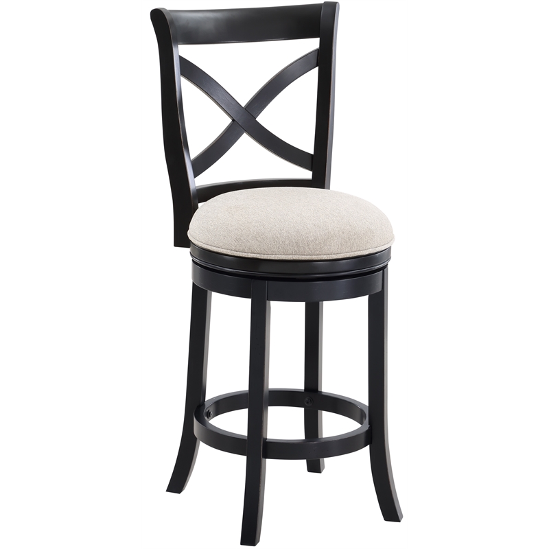 Bowery Hill Black X-back Swivel Solid Wood 26-inch Seat Height Bar Stool