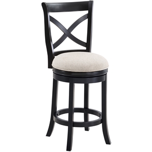 Bowery Hill Black X-back Swivel Solid Wood 26-inch Seat Height Bar Stool