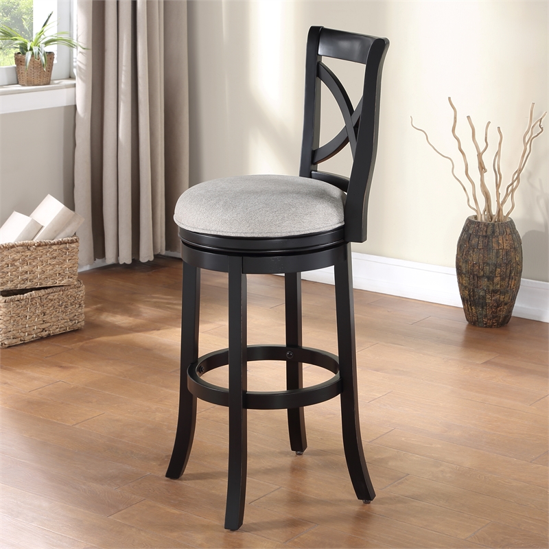 Bowery Hill Black X-back Swivel Solid Wood 30-inch Seat Height Bar Stool