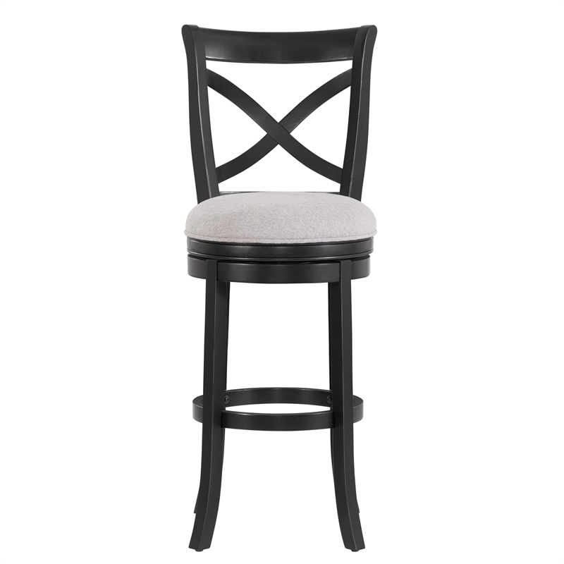 Bowery Hill Black X-back Swivel Solid Wood 30-inch Seat Height Bar Stool