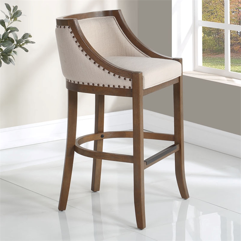 Bowery Hill Oversized Warm Brown Solid Wood 30-inch Seat Height Bar Stool