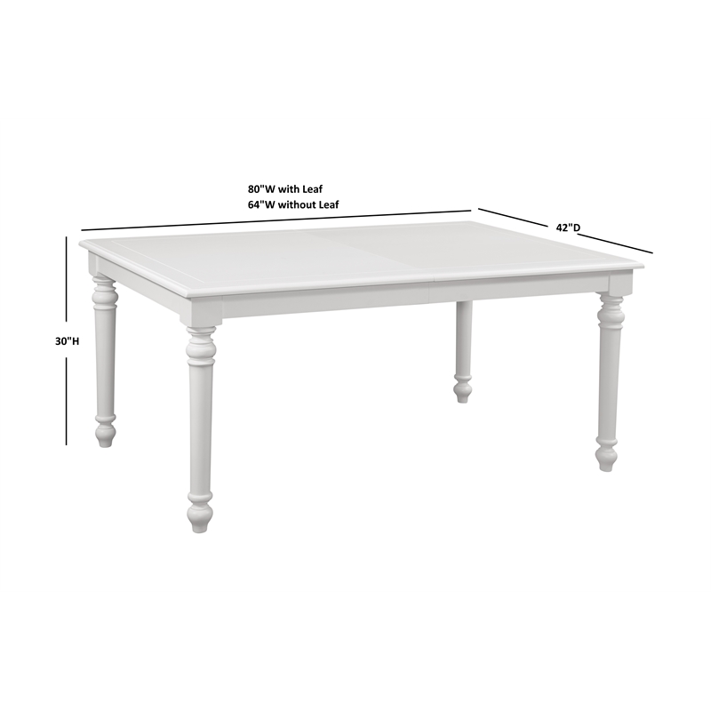 Bowery Hill Wood 80-Inch Extenable Leg Table in Eggshell White