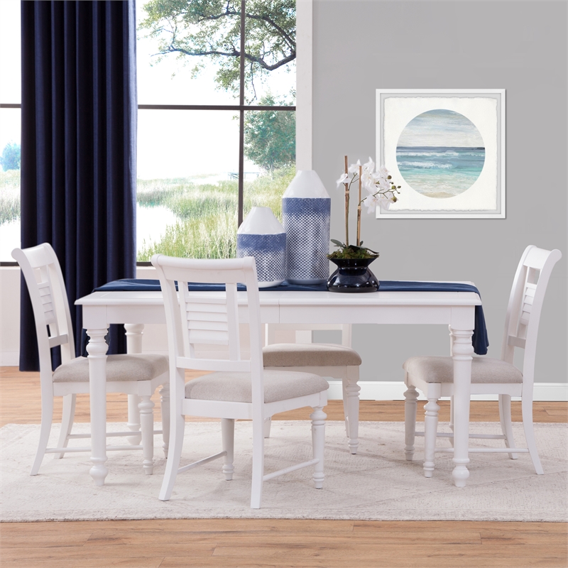 Bowery Hill Wood 80-Inch Extenable Leg Table in Eggshell White