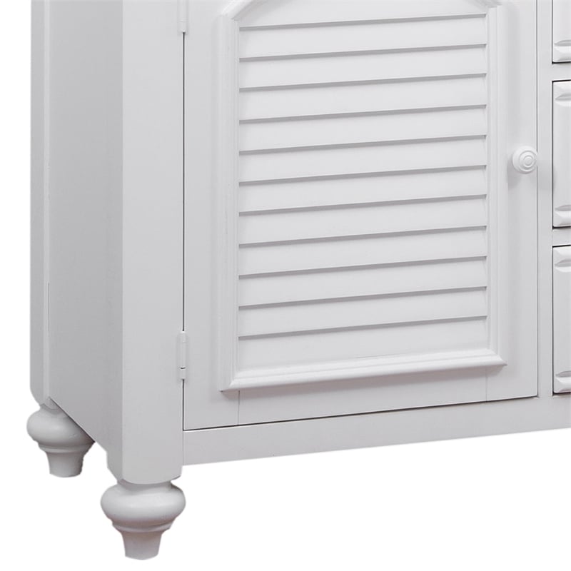 Bowery Hill Coastal Eggshell White Wood Farmhouse Server and Hutch