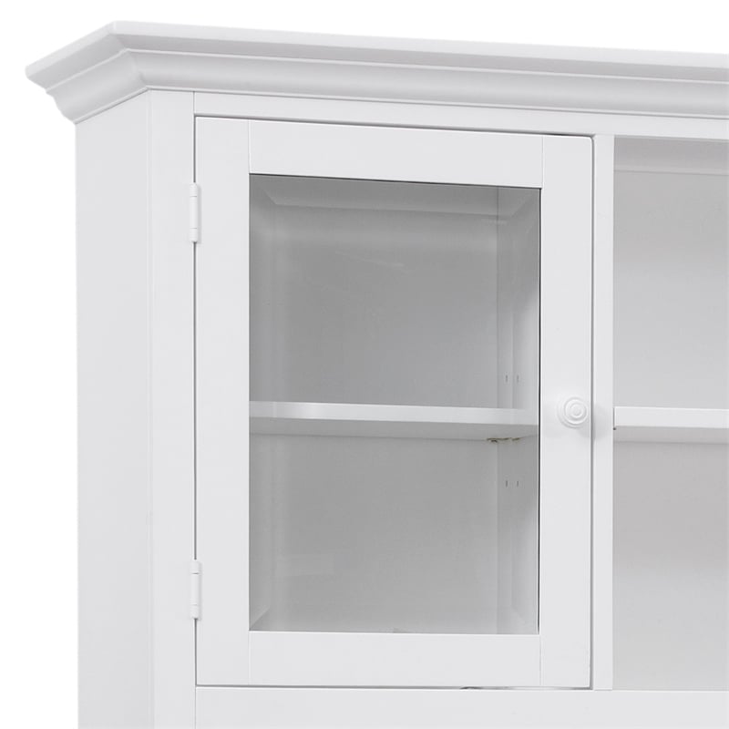 Bowery Hill Coastal Eggshell White Wood Farmhouse Server and Hutch