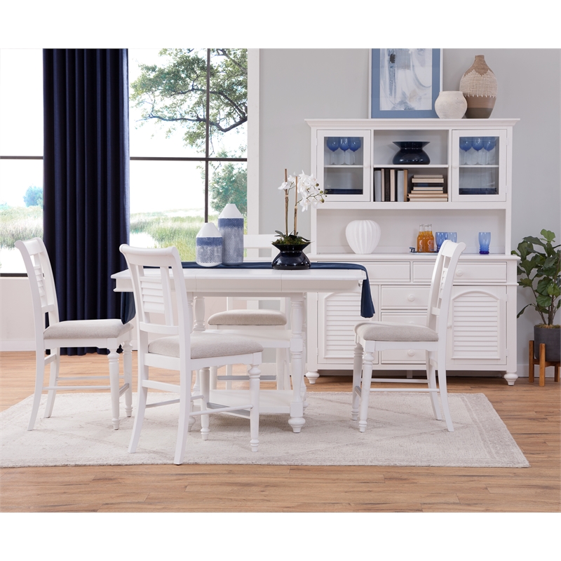 Bowery Hill Eggshell White Wood Counter Height Chair - Set of 2
