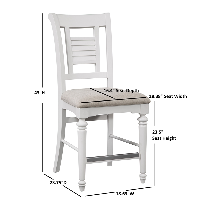 Bowery Hill Eggshell White Wood Counter Height Chair - Set of 2