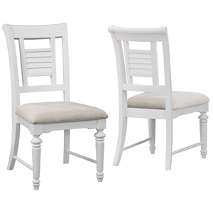 Bowery Hill Eggshell White Wood Coastal Style Dining Chair - Set of 2
