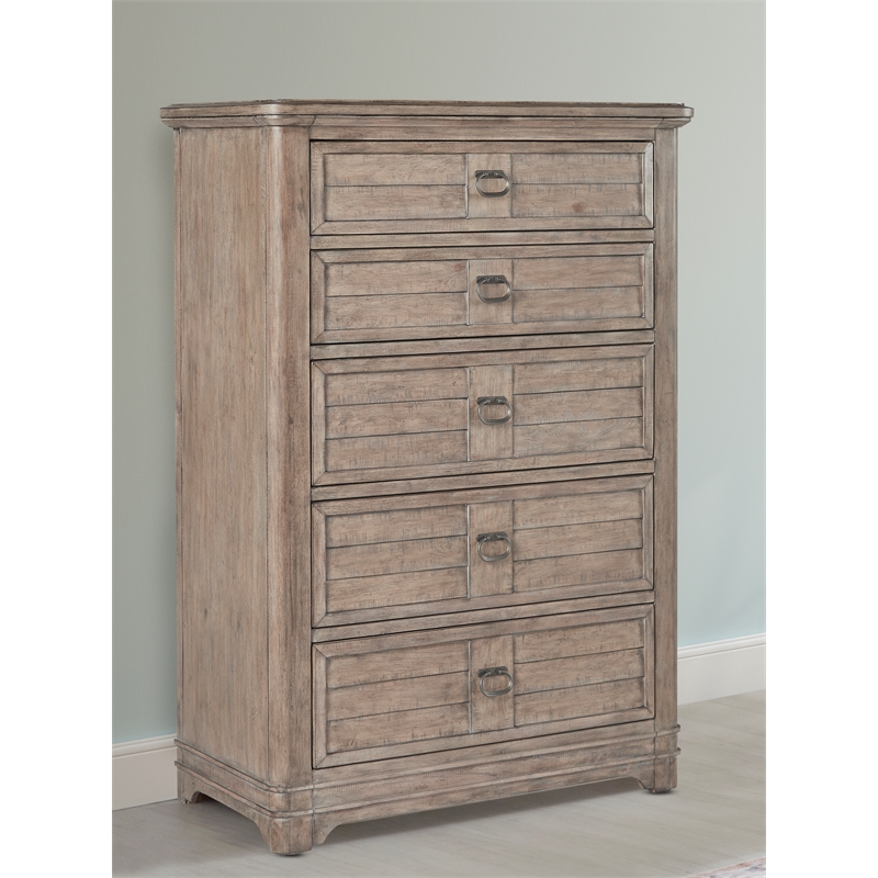 Bowery Hill Beige Antique Sand Wood 5-drawer Farmhouse Style Chest