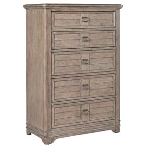 Bowery Hill Beige Antique Sand Wood 5-drawer Farmhouse Style Chest