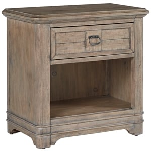 Bowery Hill Beige Antique Sand Wood One Drawer Farmhouse Nightstand