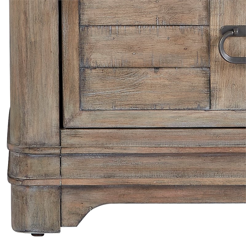 Bowery Hill Beige Antique Sand Wood Two Drawer Farmhouse Style Nightstand