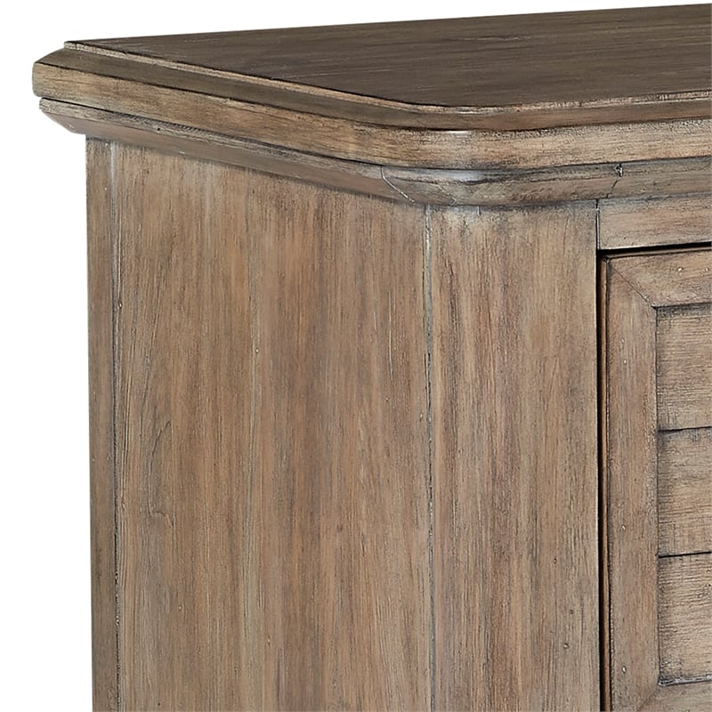 Bowery Hill Beige Antique Sand Wood Two Drawer Farmhouse Style Nightstand