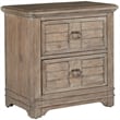 Bowery Hill Beige Antique Sand Wood Two Drawer Farmhouse Style Nightstand