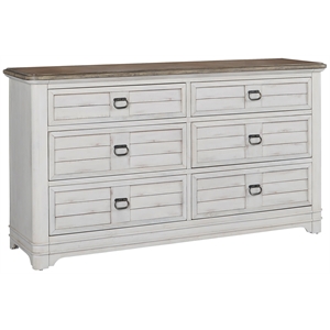 Bowery Hill White-Washed Wood Farmhouse Style 6-drawer Dresser