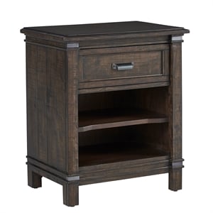 Bowery Hill Modern Farmhouse 1-drawer Rustic Brown Wood Nightstand