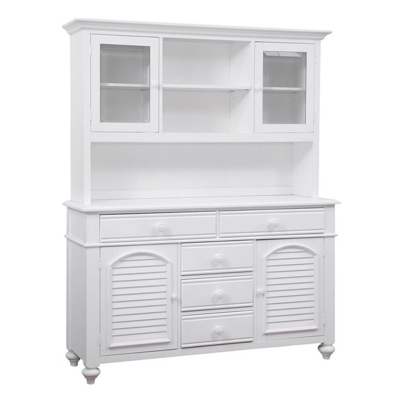 Bowery Hill Coastal Wood Server in White with Ample Storage Space