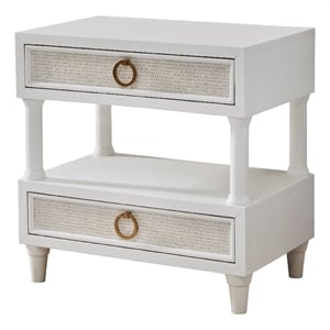 Bowery Hill Mid-Century 2-Drawer with Open Shelf Nightstand in White