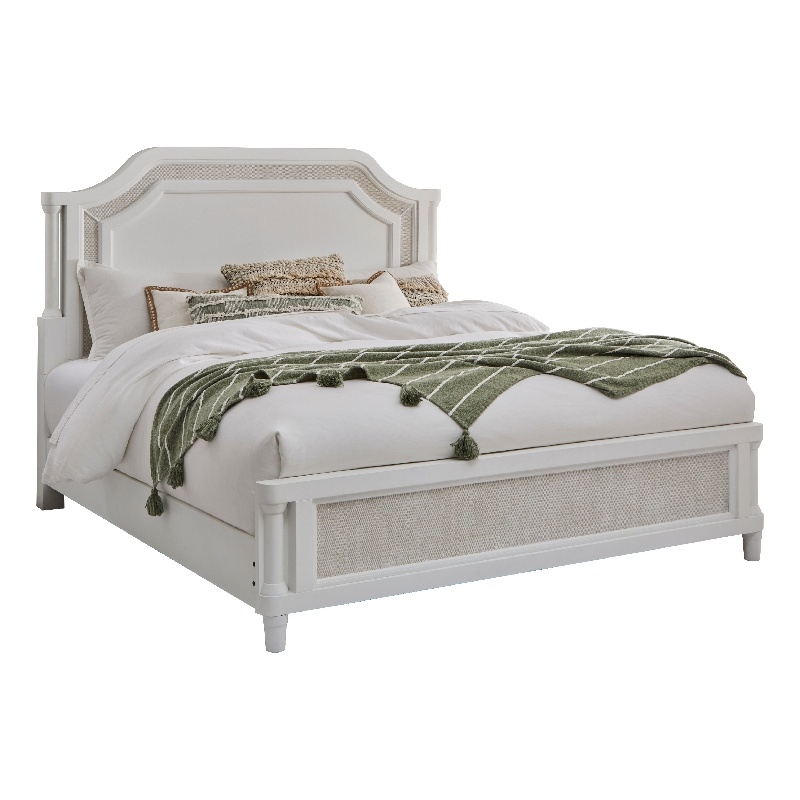 Bowery Hill Mid-Century Wood King Mansion Bed in White Finish