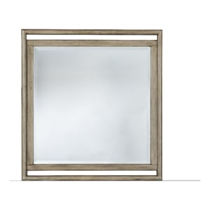Bowery Hill Modern Transitional Square Wood Frame Mirror in Nutmeg