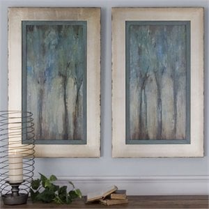 Bowery Hill Whispering Wind Wood and Paper Framed Art in Multi-Color (Set of 2)