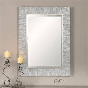 Bowery Hill Contemporary Pine Wood Mirror in Blue/Gray/Silver