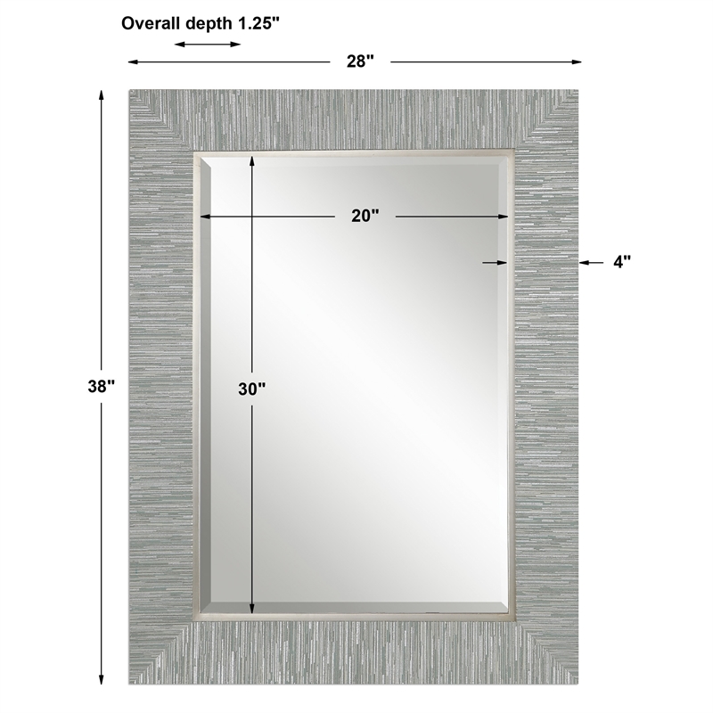 Bowery Hill Contemporary Pine Wood Mirror in Blue/Gray/Silver
