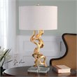 Bowery Hill Twisted Vines Modern Crystal and Metal Table Lamp in Gold/Oatmeal
