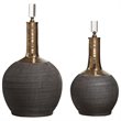 Bowery Hill 2-Piece Ceramic Crystal Metal Bottle Set in Matte Black and Gold