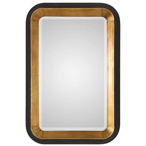 Bowery Hill MDF Wood and Metal Decorative Mirror in Gold and Black