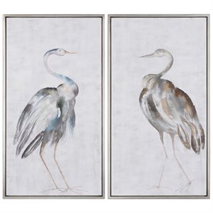Bowery Hill Summer Birds Wood Acrylic Framed Art in Multi-Color (Set of 2)