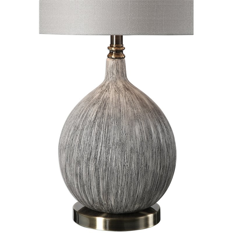 Bowery Hill Ceramic Metal Fabric Table Lamp in Textured Ivory/Light Beige
