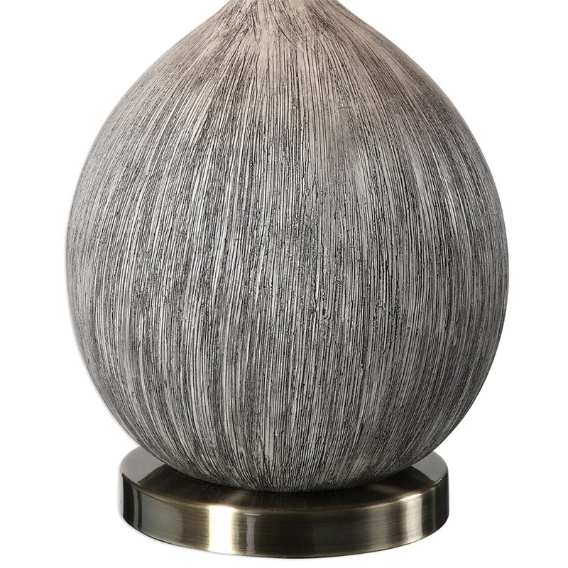 Bowery Hill Ceramic Metal Fabric Table Lamp in Textured Ivory/Light Beige