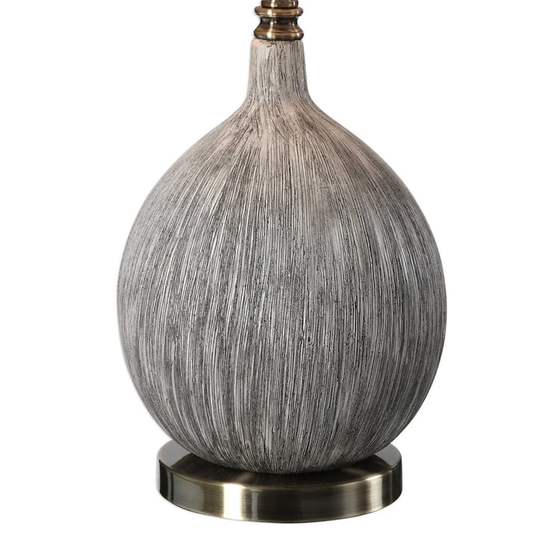 Bowery Hill Ceramic Metal Fabric Table Lamp in Textured Ivory/Light Beige