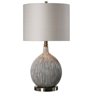 Bowery Hill Ceramic Metal Fabric Table Lamp in Textured Ivory/Light Beige