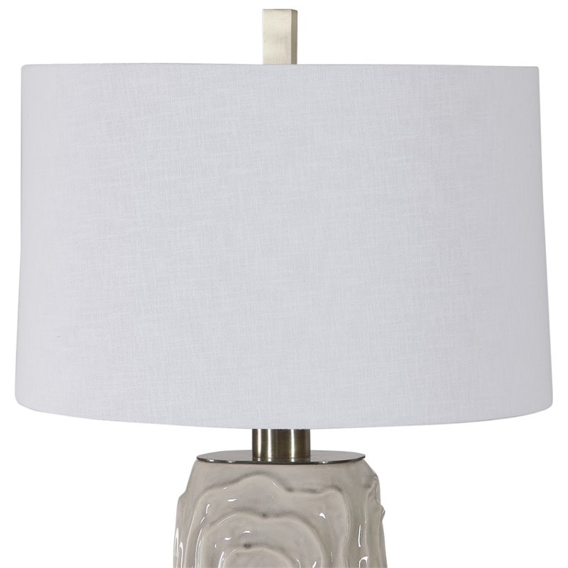 Bowery Hill Contemporary Ceramic Fabric and Iron Table Lamp in Warm Gray
