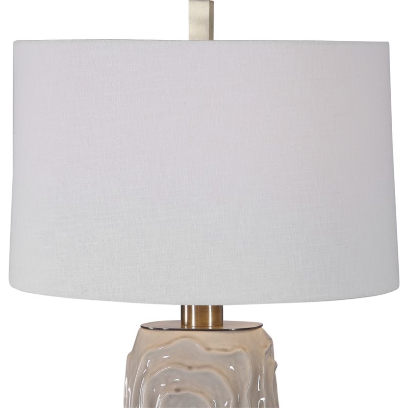 Bowery Hill Contemporary Ceramic Fabric and Iron Table Lamp in Warm Gray